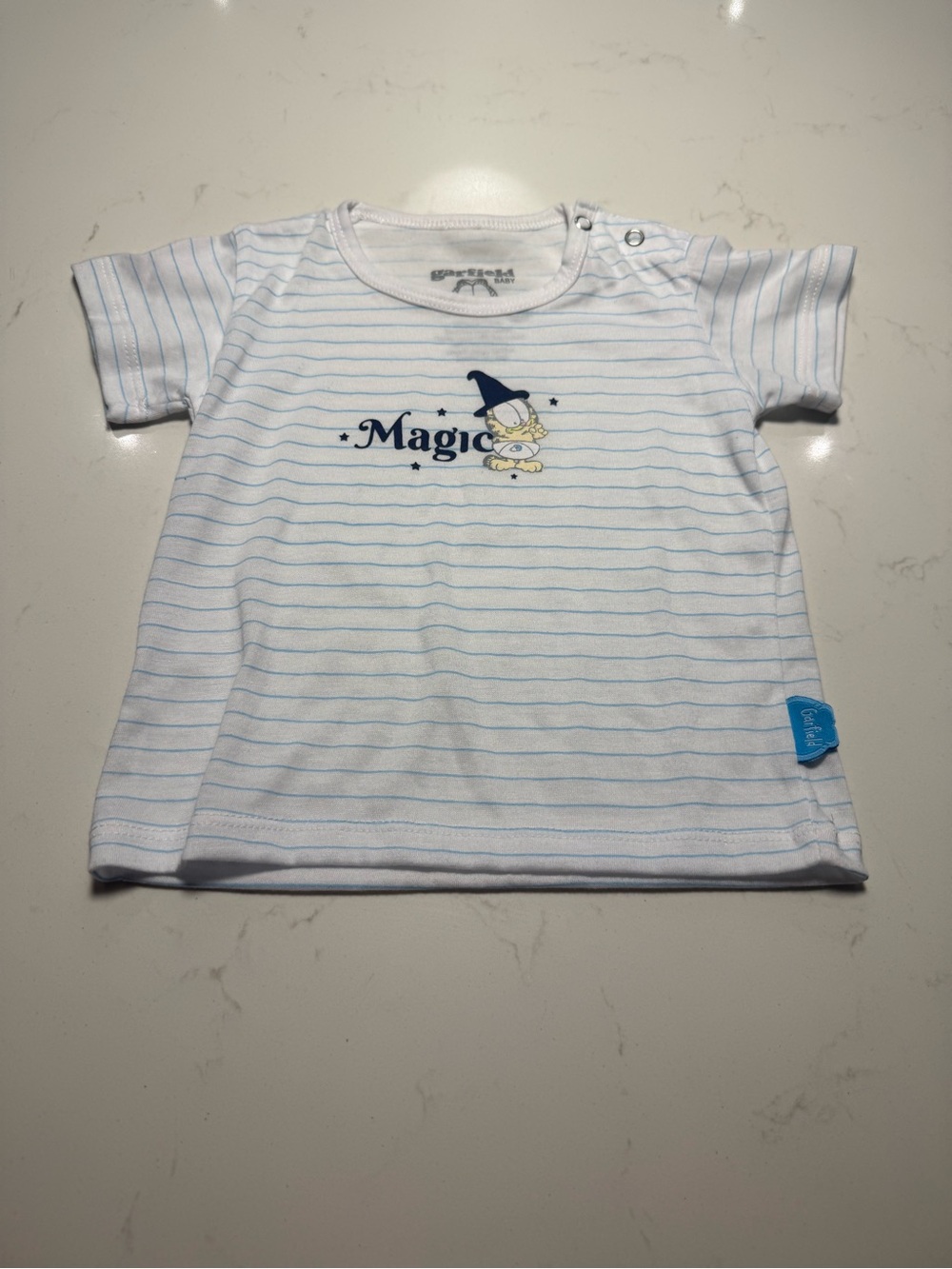Baby Blue Striped 'Magic' Short Sleeve Tee